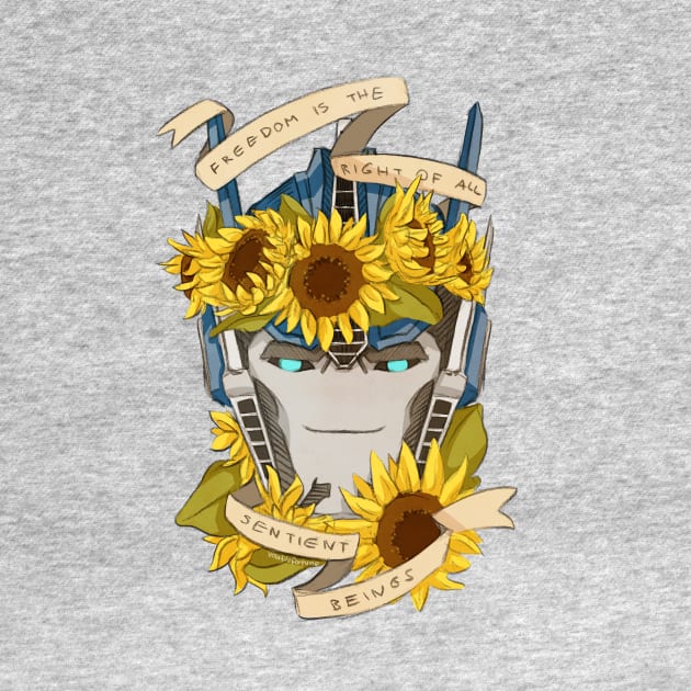 Optimus Prime  - Sunflowers by winterray